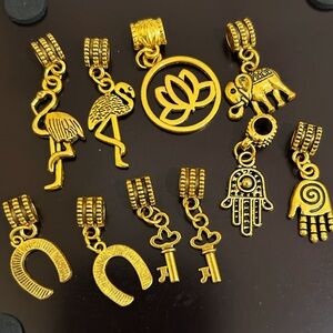 10-pieces set of Vintage Gold Spiritual Themed Dangle Charms